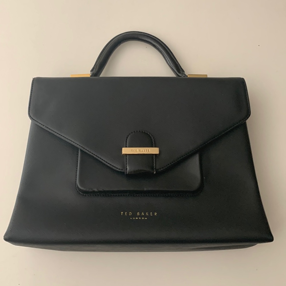 Ted Baker London Black Saffiano Leather Satchel